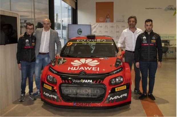 $!Ángel Vela, José A. López Tens, José P. Fontes y Diego Ruiloba en la presentación del equipo Citroën Rally Team.