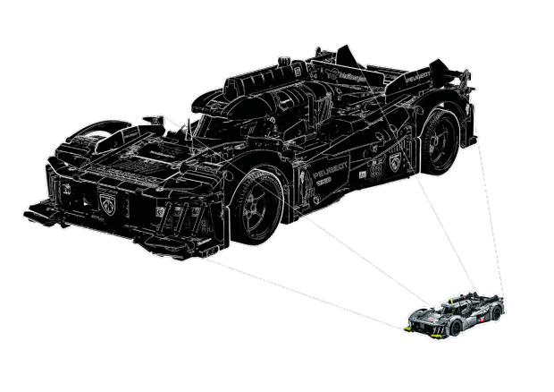 $!Maqueta del hipercoche híbrido Lego Technic Peugeot 9X8 24H Le Mans