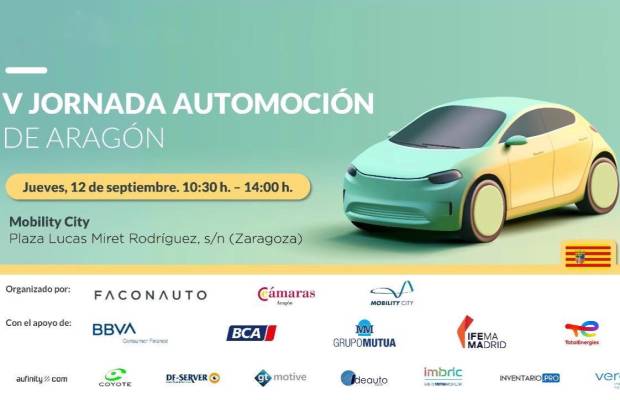 Cartel de la V Jornada de Automoción en Aragón. celebrada por Faconauto