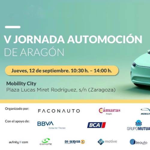 Cartel de la V Jornada de Automoción en Aragón. celebrada por Faconauto