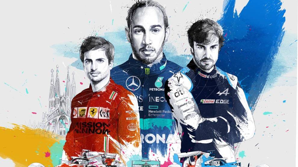 Hamilton, Sainz y Alonso, en el cartel oficial del GP de España