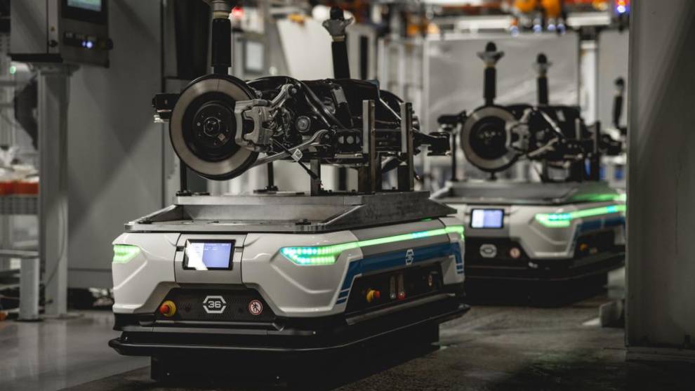 Transporte autónomo de piezas en la fábrica de Audi de Bruselas