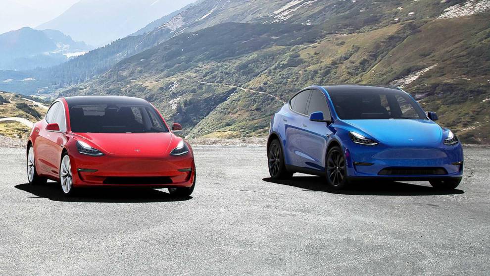 Tesla Model 3 (izquierda) y Model Y.