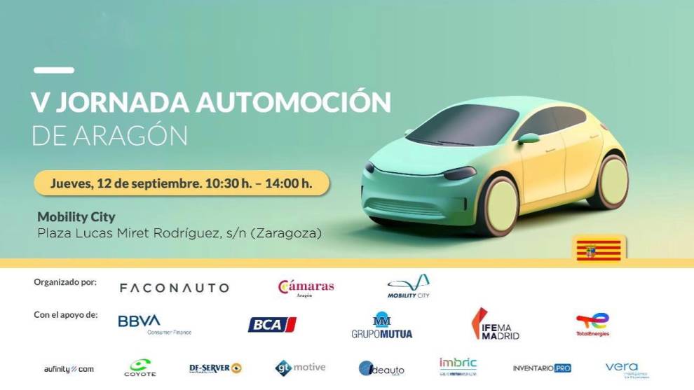 Cartel de la V Jornada de Automoción en Aragón. celebrada por Faconauto